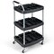 Black 3 Tier Rolling Tool Cart Metal Detailing Organizer Storage Cart with Wheels Utility Service Cart with Shelves Bottle Holders for Garage Salon Beauty Shop Home Use